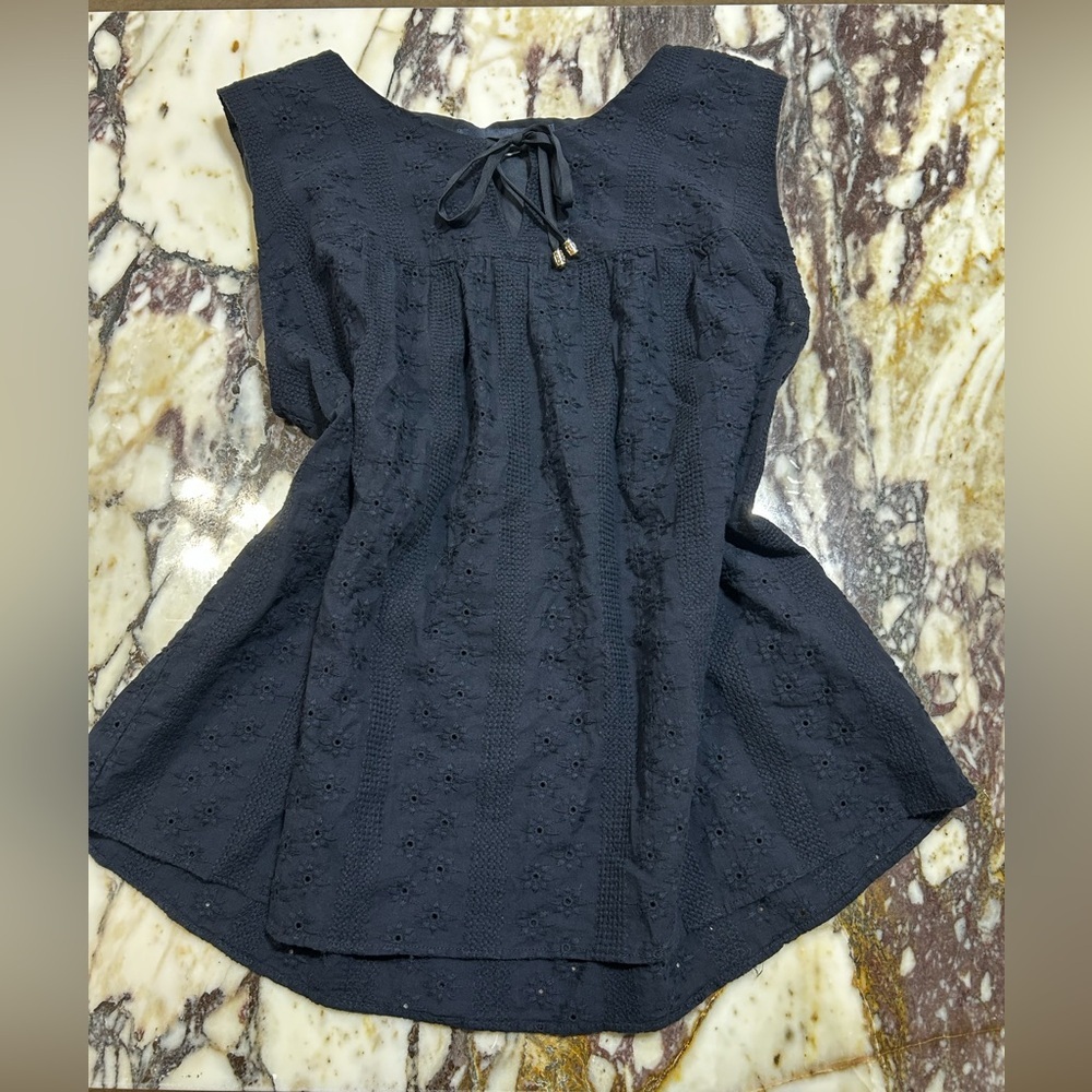 Tommy Hilfiger Navy Blue Eyelet Tie-Back Tunic